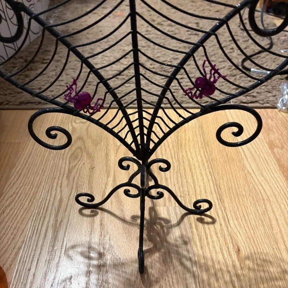 Spiderweb And Spiders Halloween 15” 3 Candle Candle Holder Metal